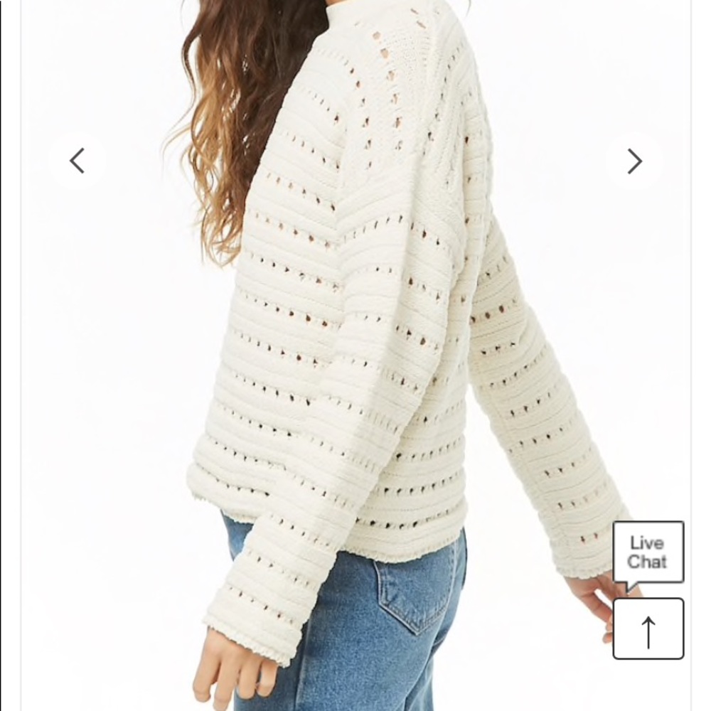 F21 Perforated Mock Neck Sweater - Picture 3 of 9